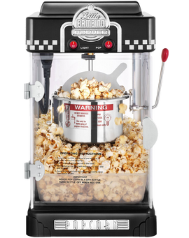 Great Northern Popcorn 2-1-2-Ounce Black Tabletop Retro Style Compact Popcorn Popper Machine With Removable Tray
