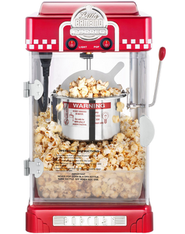Great Northern Popcorn 2-1-2-Ounce Red Tabletop Retro Style Compact Popcorn Popper Machine With Removable Tray