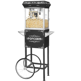 Great Northern Popcorn Black 6 Oz. Ounce Foundation Old-Fashioned Movie Theater Style Popcorn Popper With Cart