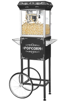 Great Northern Popcorn Black 6 Oz. Ounce Foundation Old-Fashioned Movie Theater Style Popcorn Popper With Cart